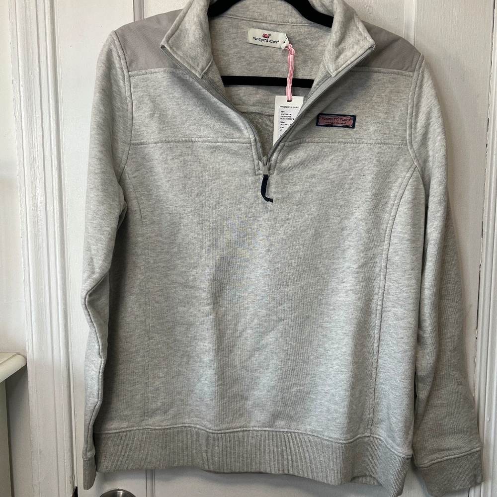 Vineyard Vines Shep Pullover Sweatshirt 1/4 Zip - Gray Heather - Medium